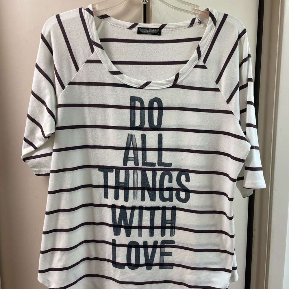 🚨 SOLD 🚨Vanilla Sugar stripe Tee Shirt Blue Black White size XL Do All Things - Picture 2 of 11